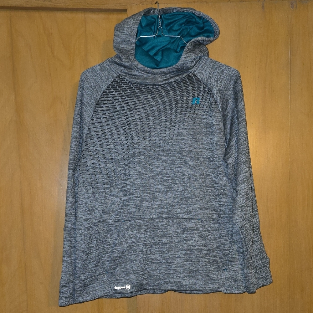 Russel dri-power 360 Gray and Teal Accents Hooded Sweatshirt XXL 18 Boys